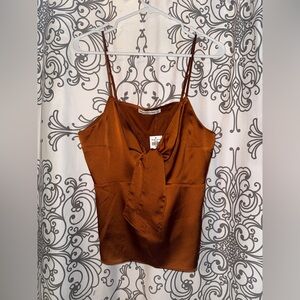 Abercrombie & Fitch Copper Silky Tie Front Top